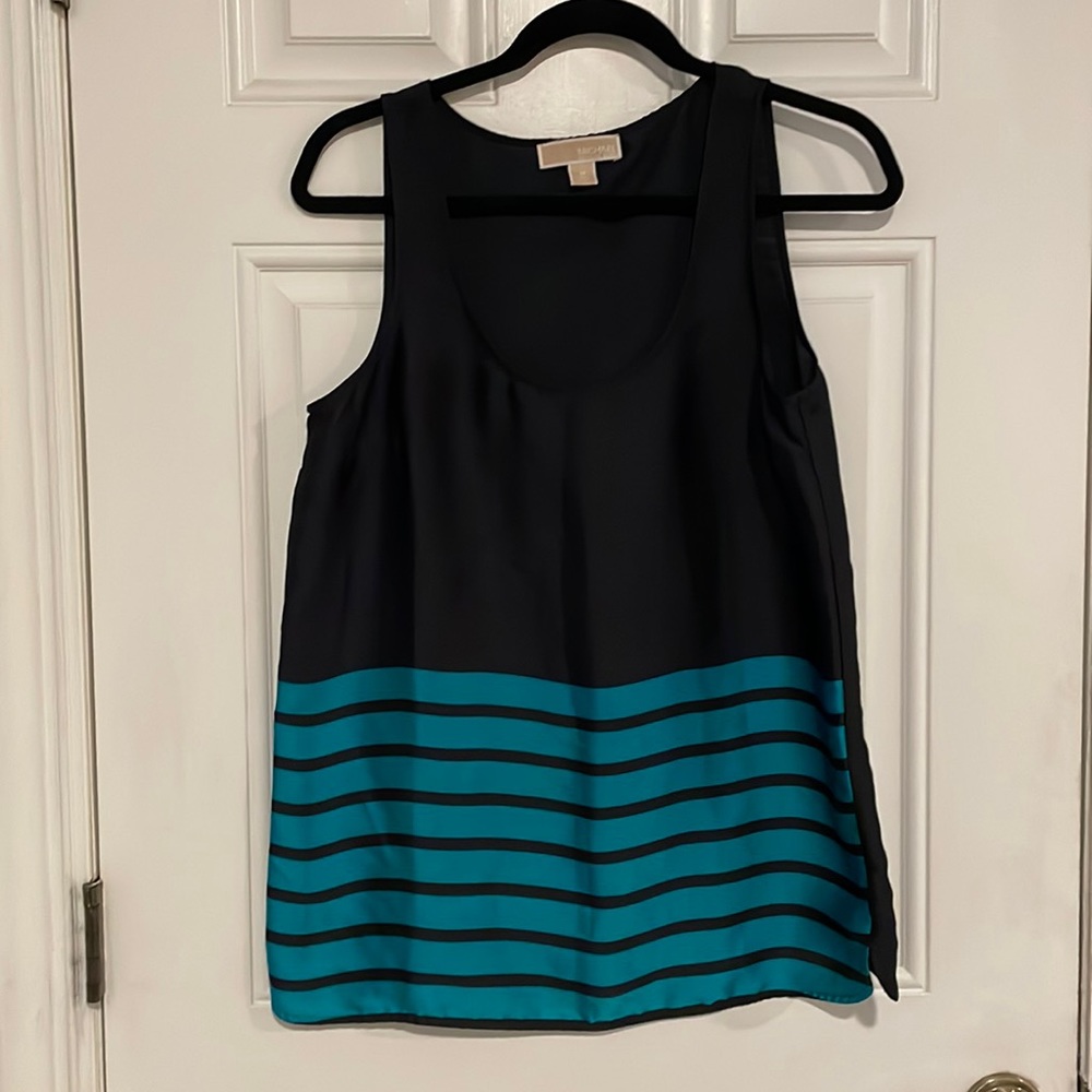 Michael Kors tank top - size M, navy with teal stripes